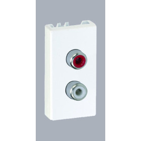 Simon Connect Белая Плата с 2-мя разъёмами RCA (чёрный, красный), 22,5х45мм