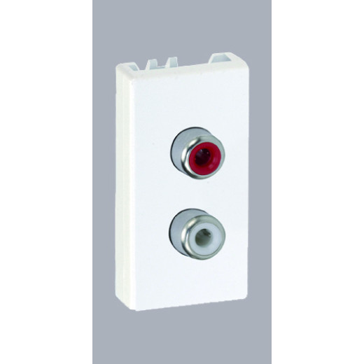 Simon Плата с 2-мя разъёмами RCA (чёрный, красный), 22,5х45мм, белый