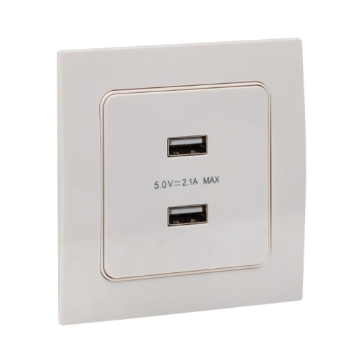 Стокгольм Механизм Розетки USB 2-местной 2,1А винтовые клеммы белый EKF PROxima