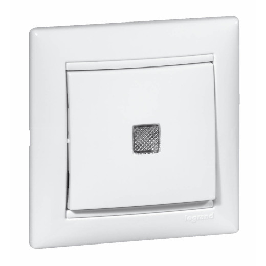 Выключатель одноклавишный с подсветкой - Legrand Valena - 10А 250В схема 1L безвинтовые зажимы - белый