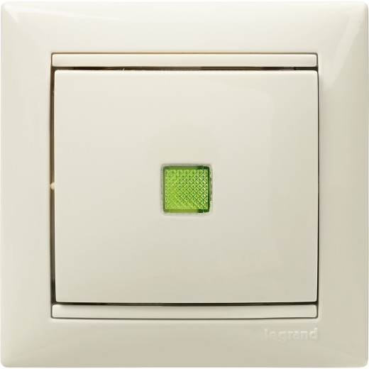 Выключатель одноклавишный с подсветкой - Legrand Valena - 10А 250В схема 1L безвинтовые зажимы - слоновая кость