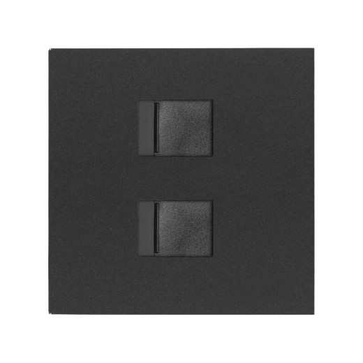 Simon 100 Черный матовый  Накладка розетки 2xRJ45