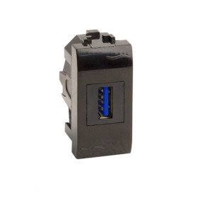 DKC Brava USB 3.0 розетка, Brava, черная, 1 мод.