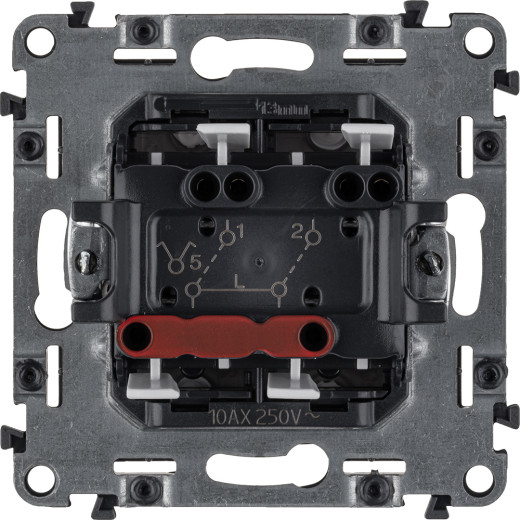 Valena ALLURE.Выключатель двухклавишный 10А 250В с лицевой панелью.Безвинтовые зажимы.Алюминий