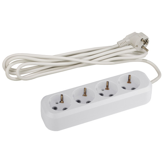 Удлинитель электрический ЭРА  UX-4e-5m с заземлением 4 розетки 5 м ПВС 3x0,75мм2 10А