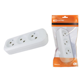 TDM Колодка розеточная 3 гнезда 2П б/з 10А 250В белая