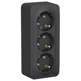 Systeme Electric Blanca наруж Антрацит Розетка 3-ая с/з со шторками 16А, 250В, изолир. пластина