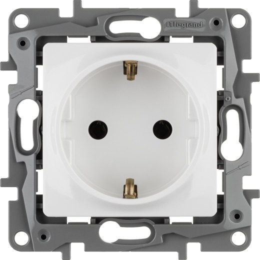 Розетка с заземлением - Legrand Etika - без шторок 16А 250В винтовые зажимы - белый