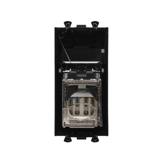 Компьютерная розетка RJ-45 модульная, кат.6 экранированная, Avanti, черный квадрат, 1 модуль