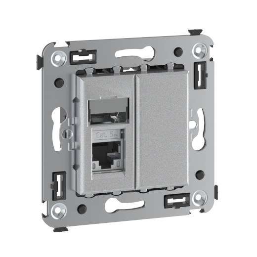 Компьютерная розетка RJ-45 в стену, кат.5e одинарная экранированная, Avanti, закаленная сталь
