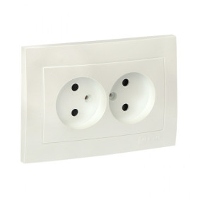 EKF PROxima Валенсия лицевая панель розетка 2-местной б/з 10А жемчуг с защ. штор..