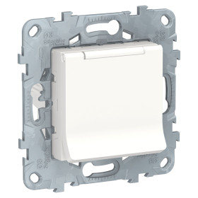 Schneider Electric Unica New Бел Розетка с/з со шторками, с крышкой, 16А, 250В, IP40