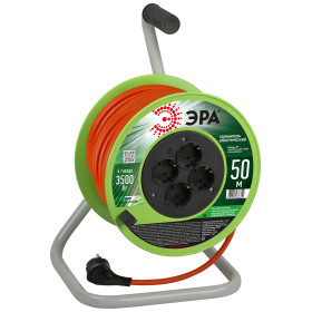 ЭРА Удлинитель силовой RP-4e-3x1.5-50m на пластиковой катушке c заземлением 4 розетки 50м ПВС 3х1,5мм2