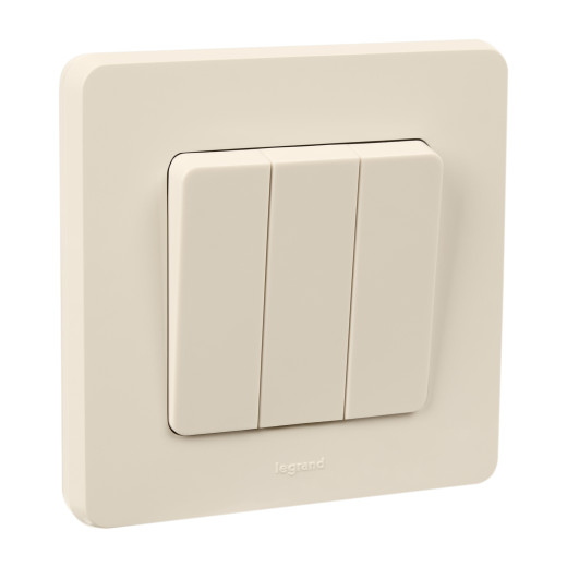 Выключатель трёхклавишный - Legrand/Daccord Inspiria - 10АХ 250В винтовые зажимы - слоновая кость