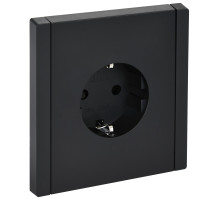 IEK FORTE&PIANO Черный Розетка с/з со шт безвинтовое крепление 16А FP113