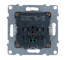 Legrand/Daccord SUNO Белый Комбинированная розетка со шторками 2К+З 16А 250В/USB С 1500мА. Безвинтовые зажимы.