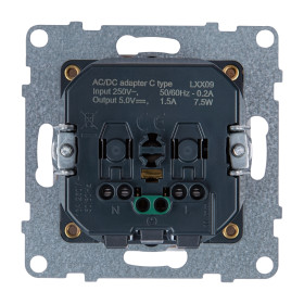 Legrand/Daccord SUNO Белый Комбинированная розетка со шторками 2К+З 16А 250В/USB С 1500мА. Безвинтовые зажимы.