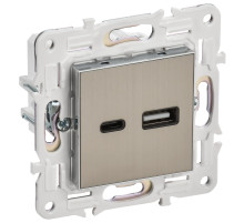 IEK SKANDY Никель Розетка USB A+C 3,1А SK-R14N