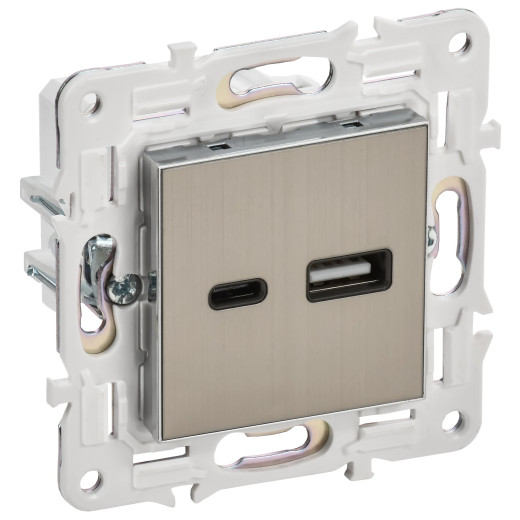 SKANDY Роз. USB A+C 3,1А SK-R14N никель IEK