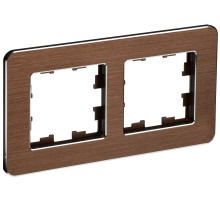 IEK BRITE DECOR Коричневый металл скругл.угол Рамка 2-мест. РУ-2-1-Бр RE AL