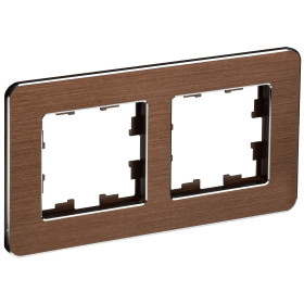 IEK BRITE DECOR Коричневый металл скругл.угол Рамка 2-мест. РУ-2-1-Бр RE AL