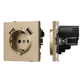 Arlight Механизм розетки с USB зарядкой SCT-TENDO-MUAA-SFPL-GD (230V, 16A) (-)