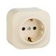 Розетка с заземлением - Legrand Quteo - со шторками IP20 16А 250В винтовые зажимы накладной монтаж - слоновая кость