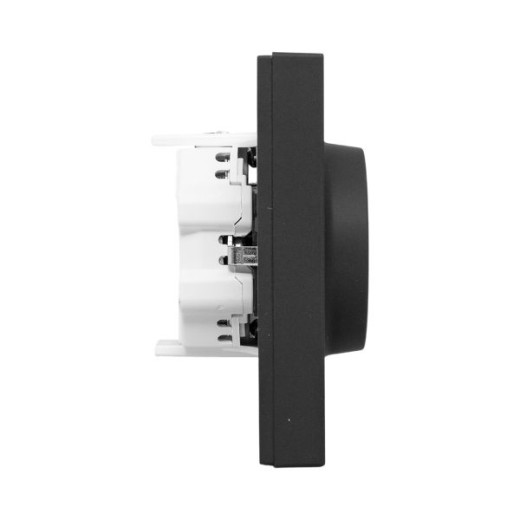 Механизм розетки двойной, 16А, с заземлением, со шторками, с рамкой, чёрный Эпика EKF