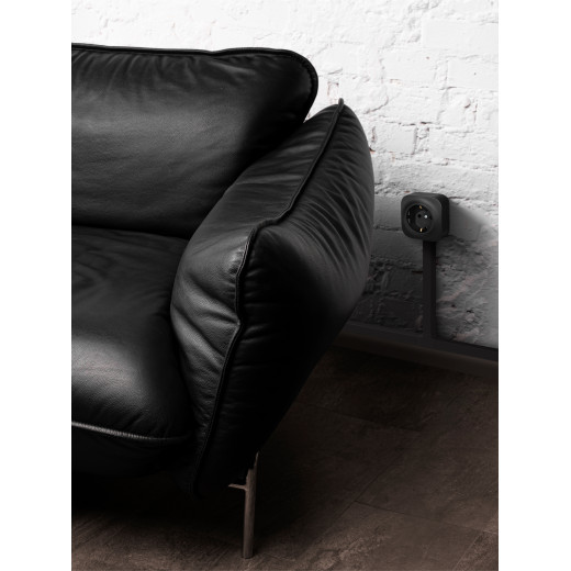 Розетка с заземлением - Legrand Quteo - без шторок IP20 16А 250В винтовые зажимы накладной монтаж - чёрный матовый