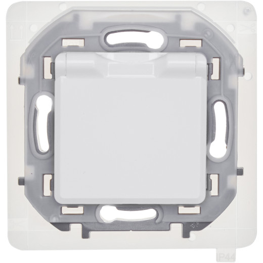 Розетка с заземлением IP44 - Legrand/Daccord Inspiria - со шторками с защитной крышкой 16А 250В винтовые зажимы - белый