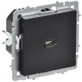 IEK BRITE Роз. USB C 65Вт высокоскор. зар. РЮ12-1-БрЧ черн.