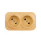 Розеточный блок двойной без заземления - Legrand Quteo - с предварительным подключением без шторок IP20 16А 250В винтовые зажимы накладной монтаж - дерево