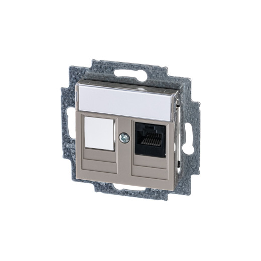 Розетка информационная ABB Levit RJ45 категория 5e и заглушка кофе макиато