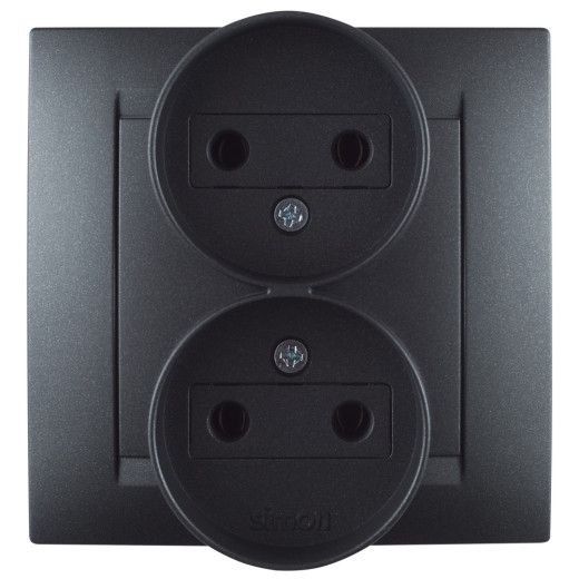 Розетка двойная без заземл. 2х2Р, 16А, 250В, винт. зажим, графит