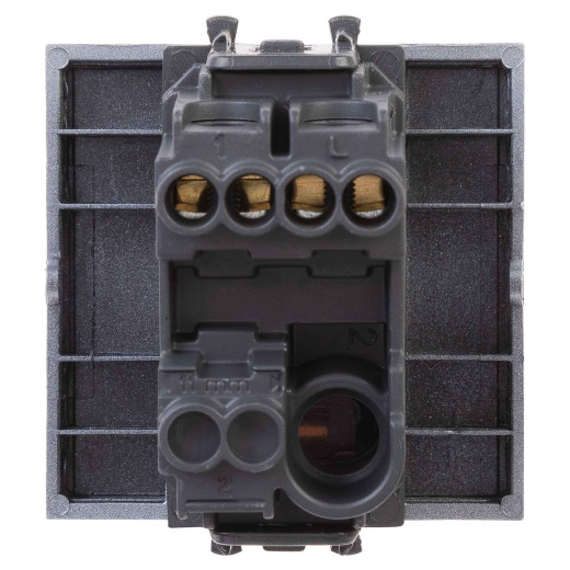 Выключатель одноклавишный модульный, Avanti, закаленная сталь, 2 модуля