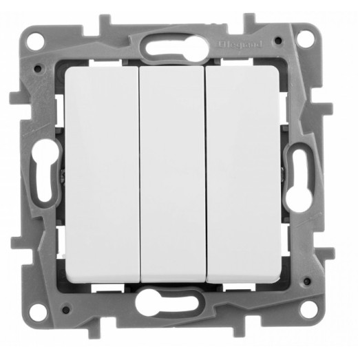 Выключатель трёхклавишный - Legrand Etika - 10А 250В винтовые зажимы - белый