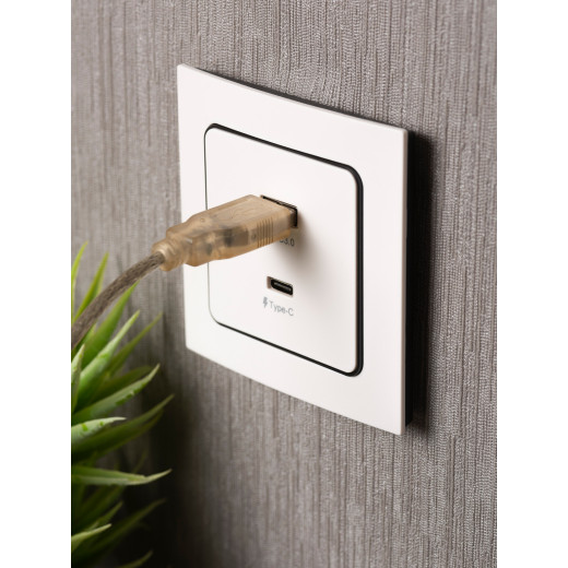 Стокгольм Механизм Розетки с 2USB type-A + type-C винтовые клеммы белый EKF PROxima
