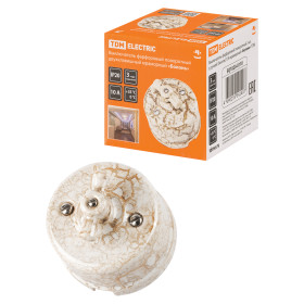 TDM Выключатель фарфоровый поворотный 2-кл. с ручкой (бантик) 10А мраморный «Болонь»