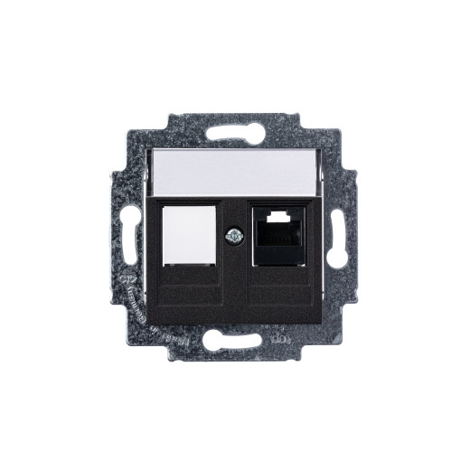 Розетка информационная ABB Levit RJ45 категория 5e и заглушка антрацит
