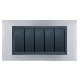 Simon 82 Centr. Нержавеющая сталь/Графит (металл.им) Рамка с суппортом на 8 узких модулей