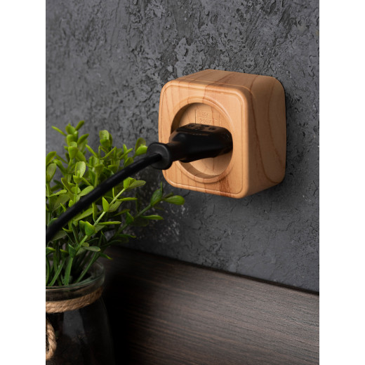 Розетка 1-местная ОП Минск 10А без заземления светлое дерево EKF