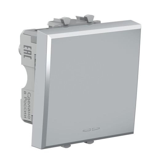 Переключатель одноклавишный модульный, Avanti, закаленная сталь, 2 модуля