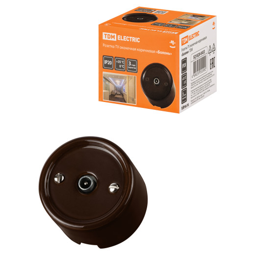 Розетка TV оконечная коричневая «Болонь» TDM