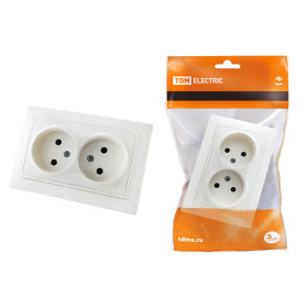 TDM Розетка двойная 2П 10А 250В белая 