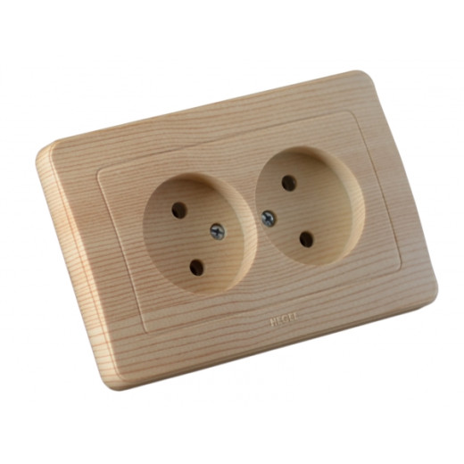 РС16-341-02 Розетка скрытой установки, двухместная, цвет сосна