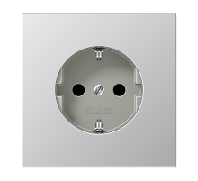 JUNG LS 990 Алюминий Розетка с/з с защитными шторками безвинт. зажим