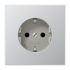 JUNG LS 990 Алюминий Розетка с/з с защитными шторками безвинт. зажим