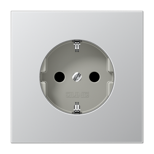 Штепсельная розетка SCHUKO 16А / 250В с защитными шторками, пружинные зажимы, металл, алюминий, Aluminium