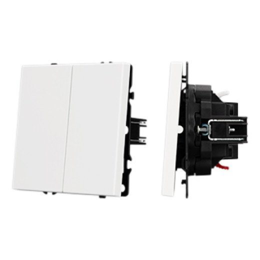 Механизм выключателя двухклавишный проходной SWT-NOBE-MKP2-SFPL-WH (230V, 10A) (Arlight, Белый кварц)