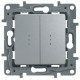 Переключатель двухклавишный с подсветкой/индикацией - Legrand Etika - 10А 250В безвинтовые зажимы - алюминий